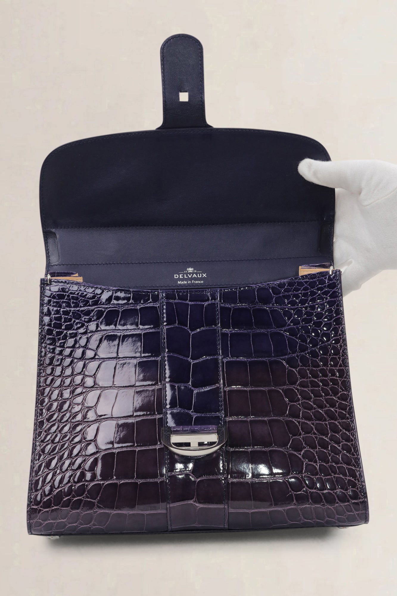 Delvaux Brillant Prune Crocodile MM Crossbody Bag