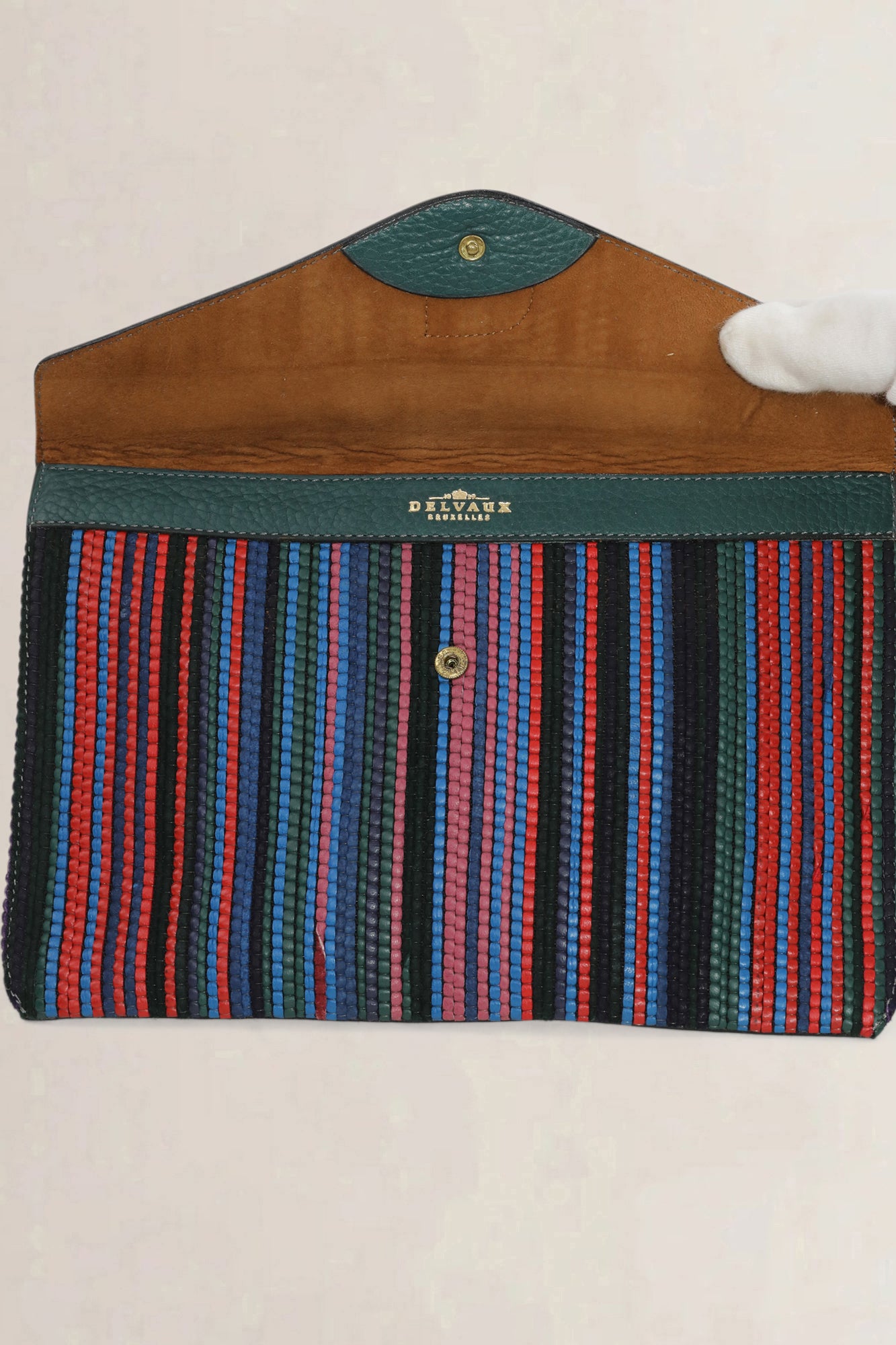 Delvaux Blue/Red/Green Toile De Cuir Clutch