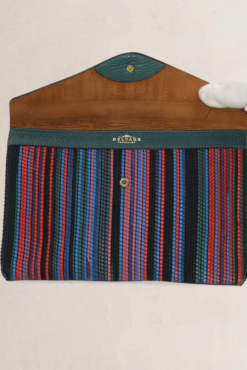 Delvaux Blue/Red/Green Toile De Cuir Clutch