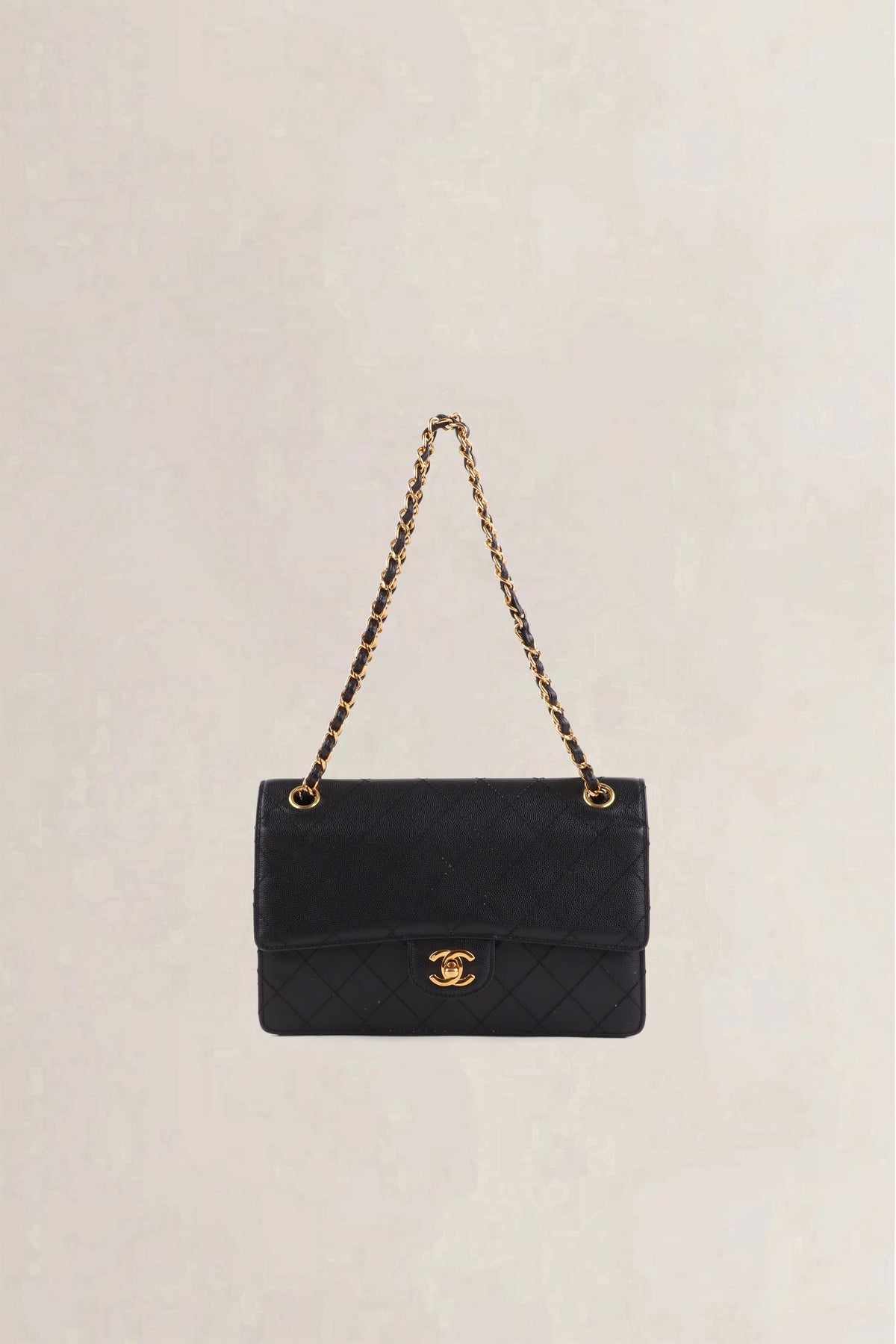Chanel Black Caviar Quilted Classic Flap Medium Shoulder Bag