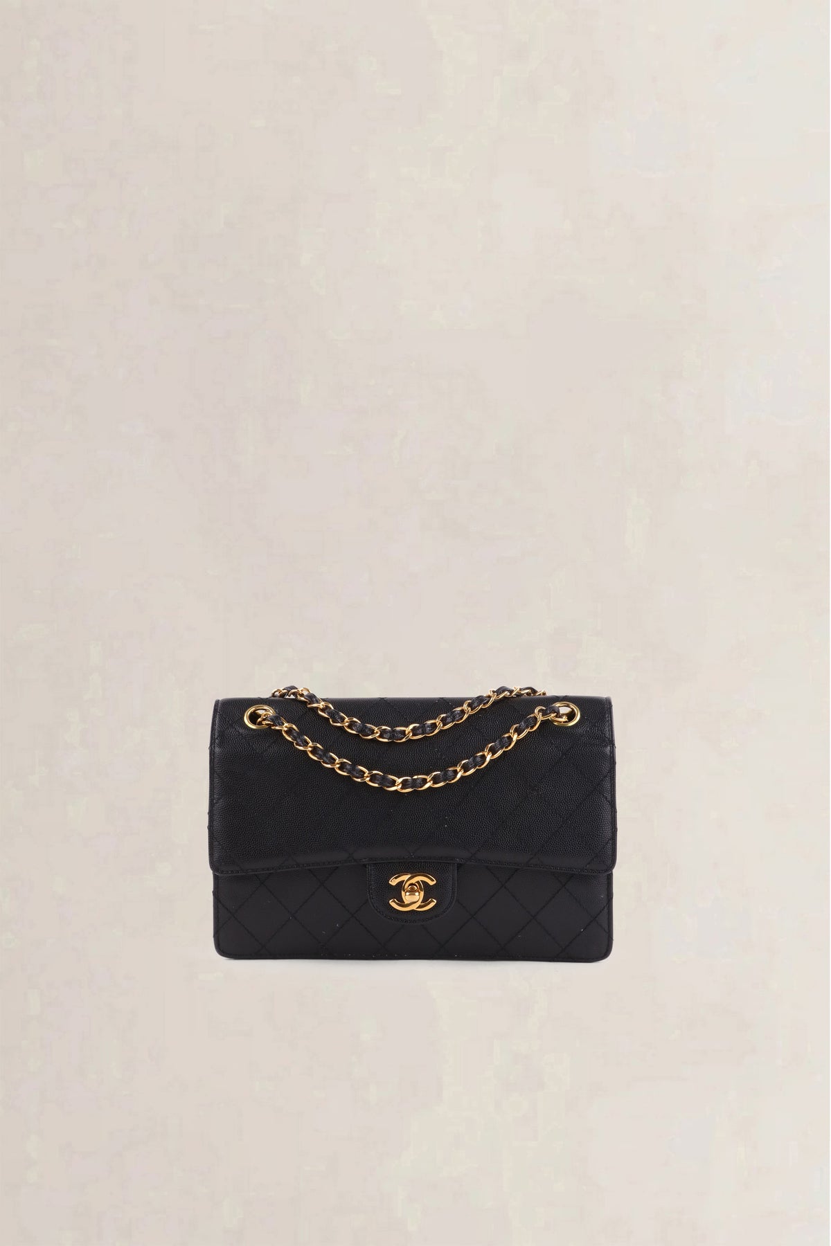 Chanel Black Caviar Quilted Classic Flap Medium Shoulder Bag