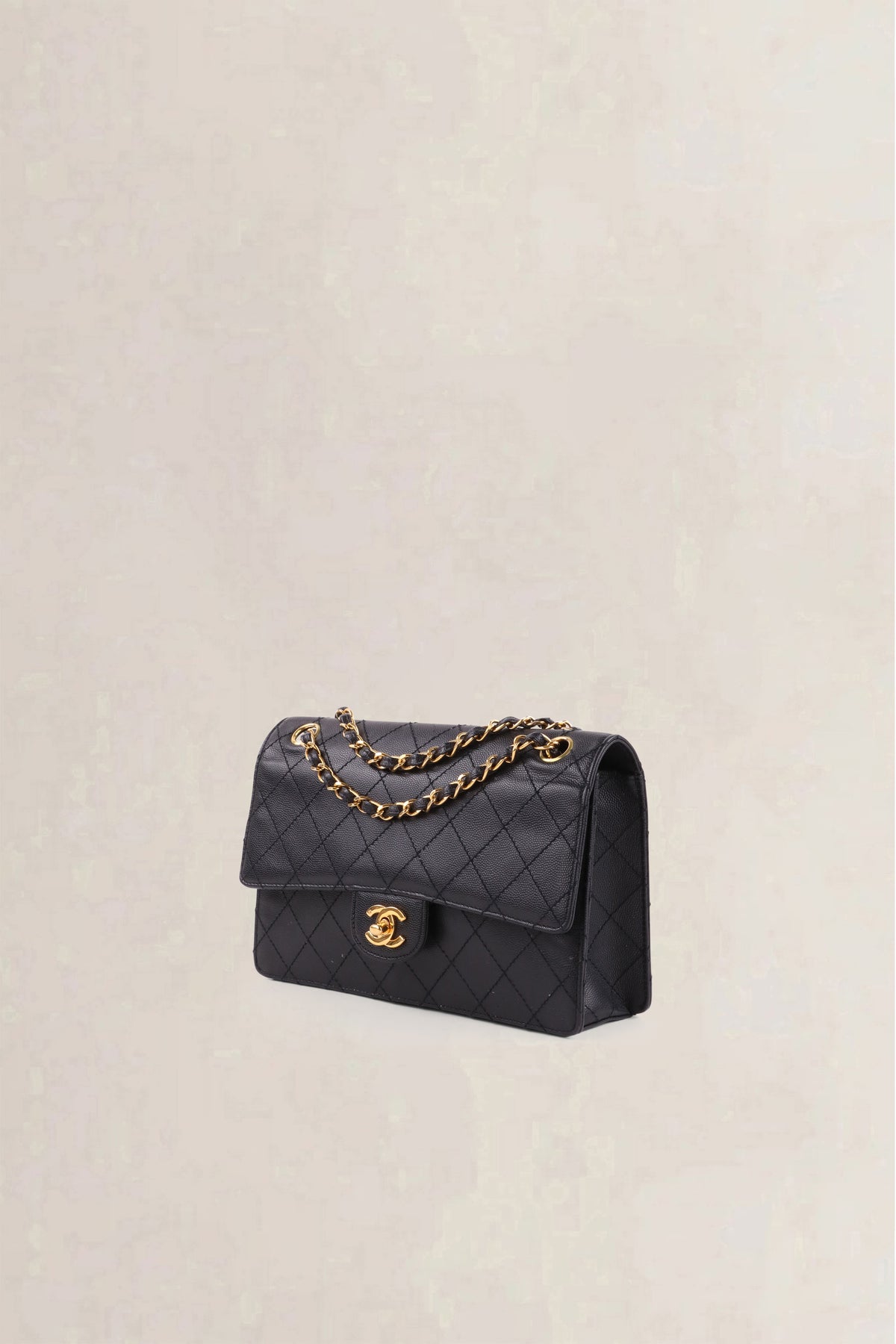Chanel Black Caviar Quilted Classic Flap Medium Shoulder Bag
