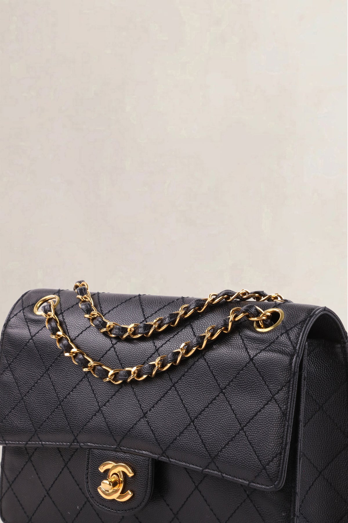 Chanel Black Caviar Quilted Classic Flap Medium Shoulder Bag