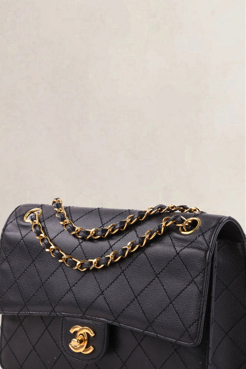 Chanel Black Caviar Quilted Classic Flap Medium Shoulder Bag