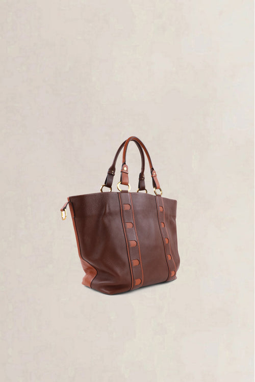Delvaux Vintage Two-Tone Brown Jumping Calf Top Handle Bag