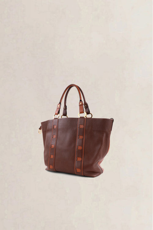 Delvaux Vintage Two-Tone Brown Jumping Calf Top Handle Bag