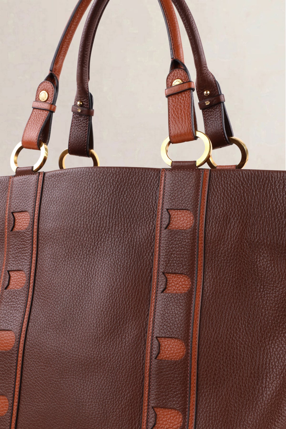 Delvaux Vintage Two-Tone Brown Jumping Calf Top Handle Bag