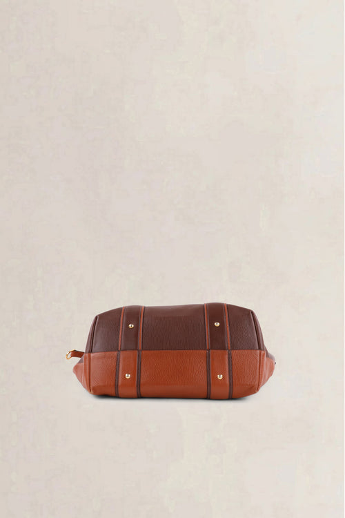 Delvaux Vintage Two-Tone Brown Jumping Calf Top Handle Bag