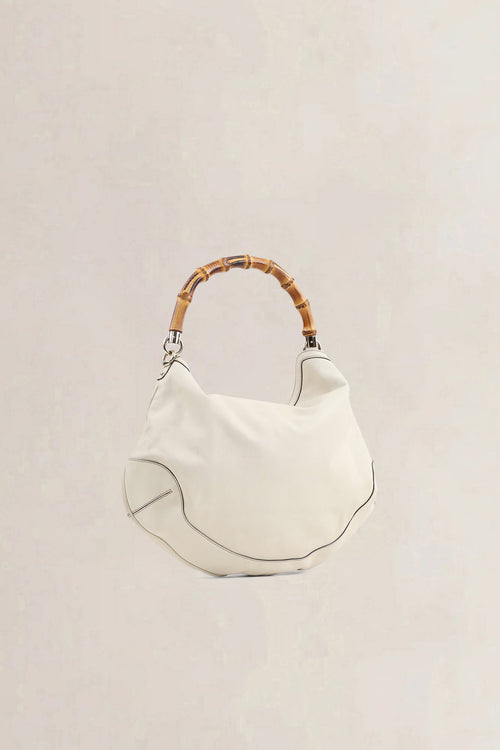 Gucci White Peggy Bamboo Top Handle Bag