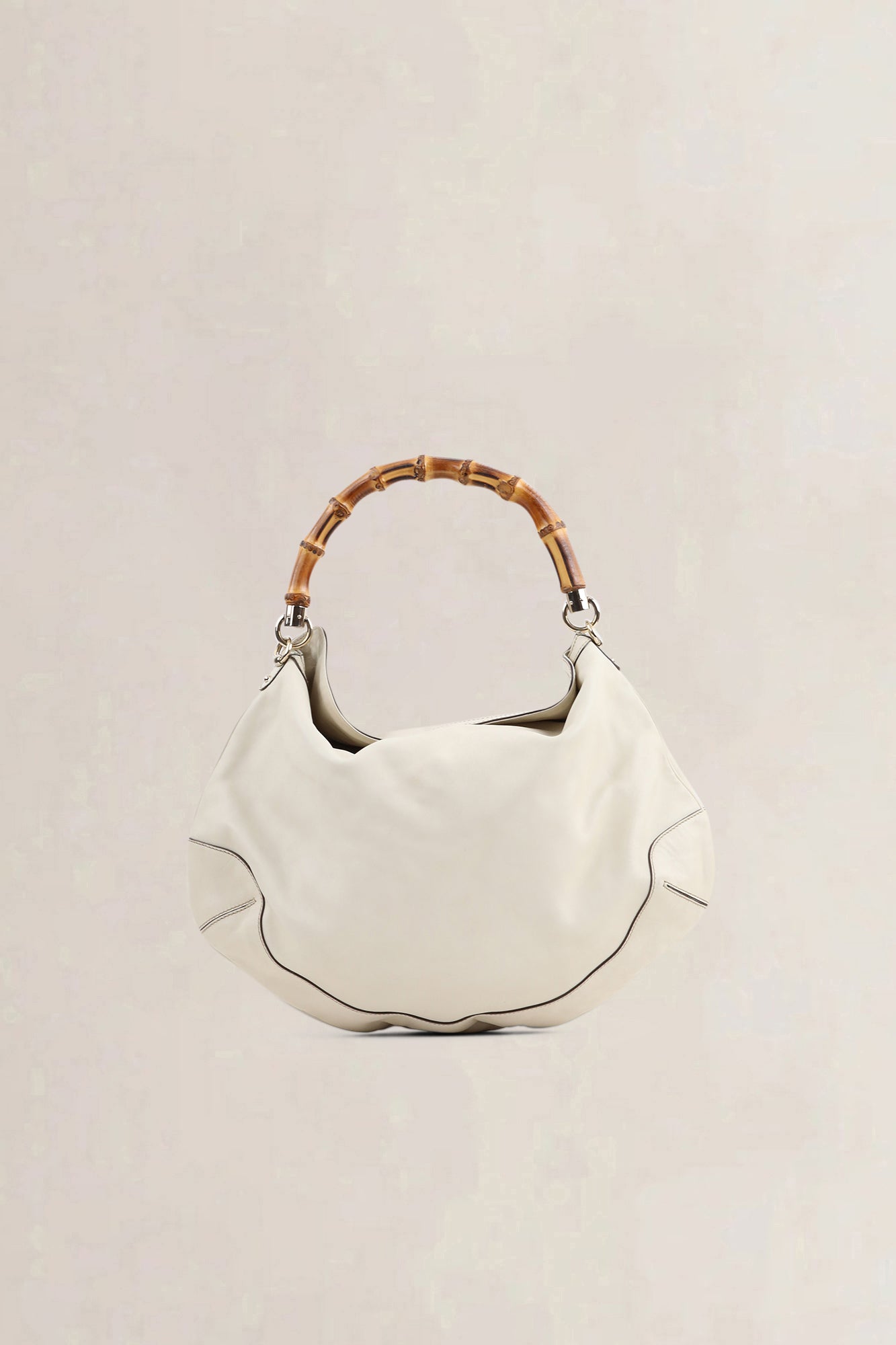Gucci White Peggy Bamboo Top Handle Bag