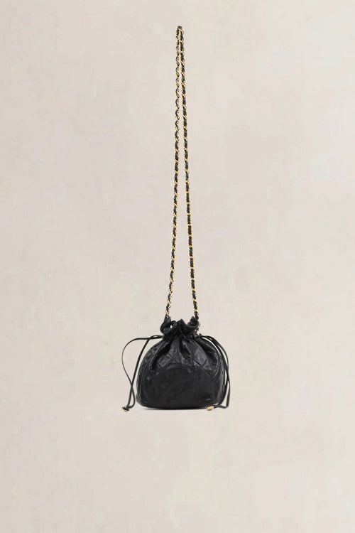 Chanel Black Lambskin Drawstring Bucket Bag