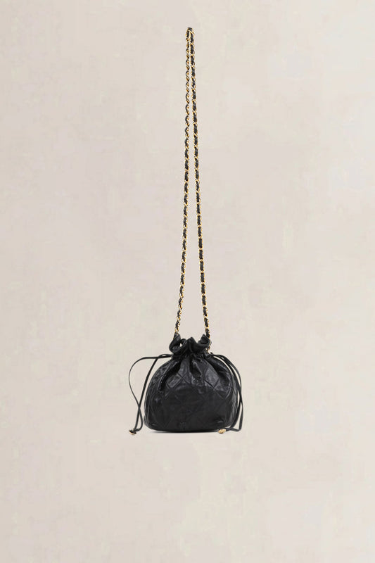 Chanel Black Lambskin Drawstring Bucket Bag