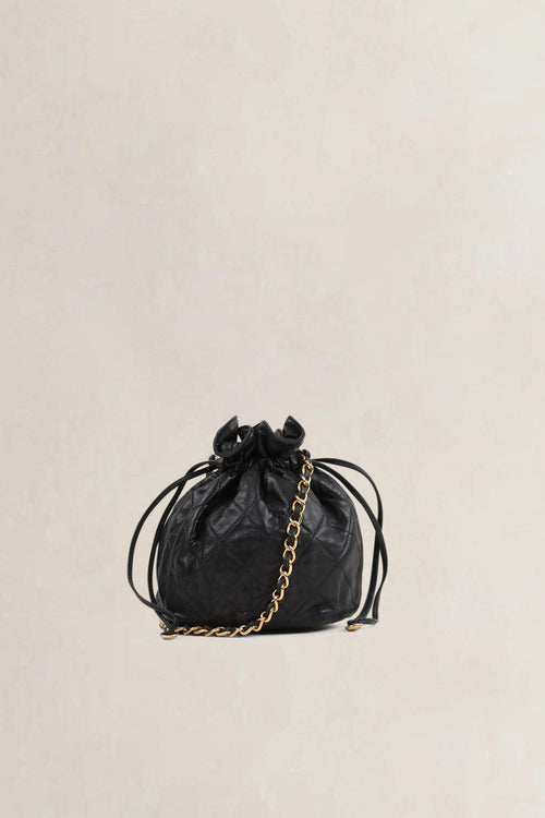 Chanel Black Lambskin Drawstring Bucket Bag