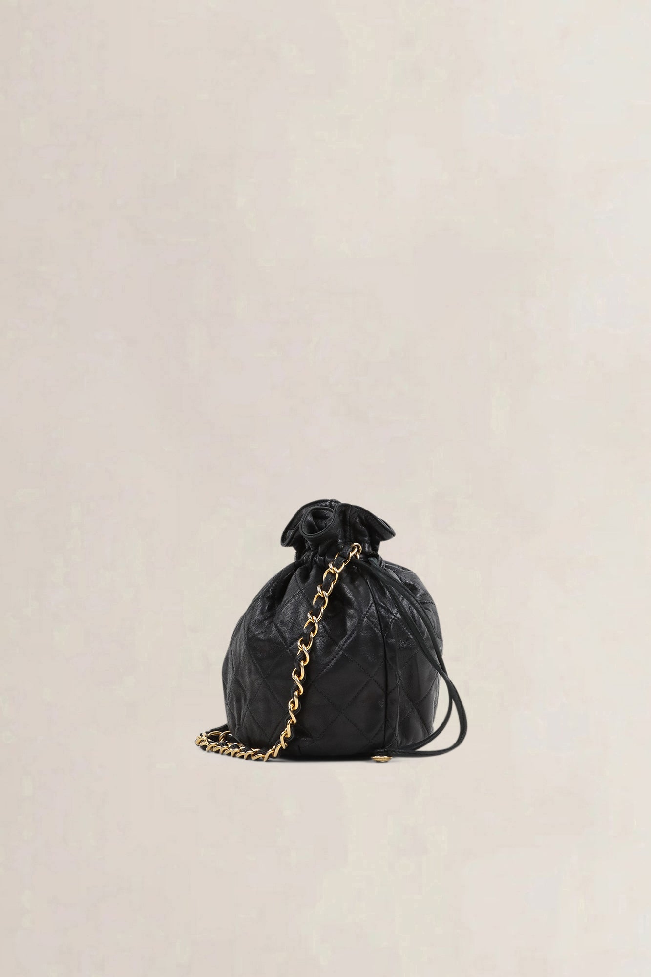 Chanel Black Lambskin Drawstring Bucket Bag