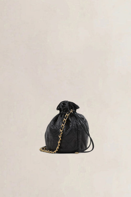 Chanel Black Lambskin Drawstring Bucket Bag