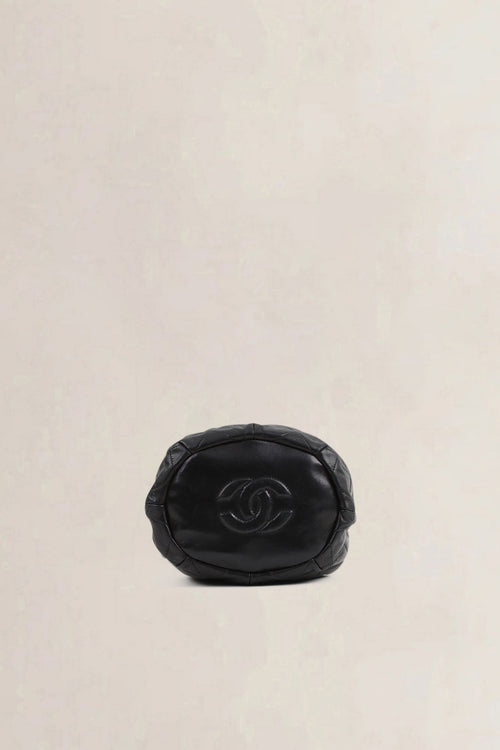 Chanel Black Lambskin Drawstring Bucket Bag