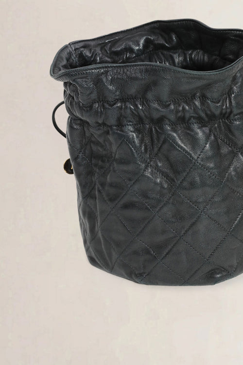 Chanel Black Lambskin Drawstring Bucket Bag