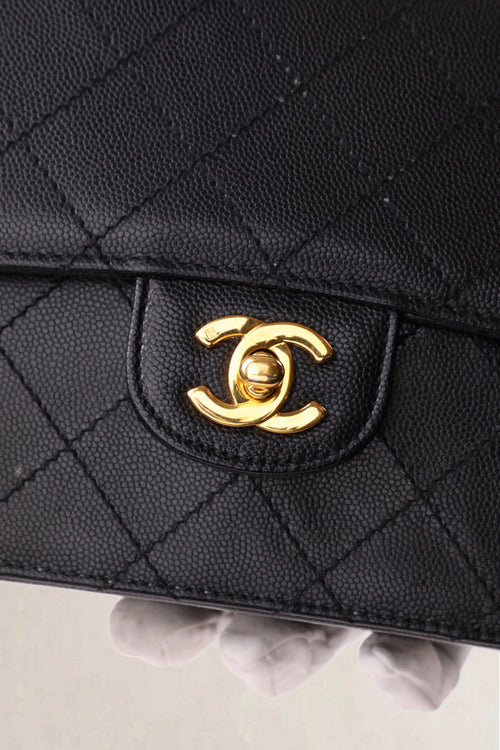 Chanel Black Caviar Quilted Classic Flap Medium Shoulder Bag