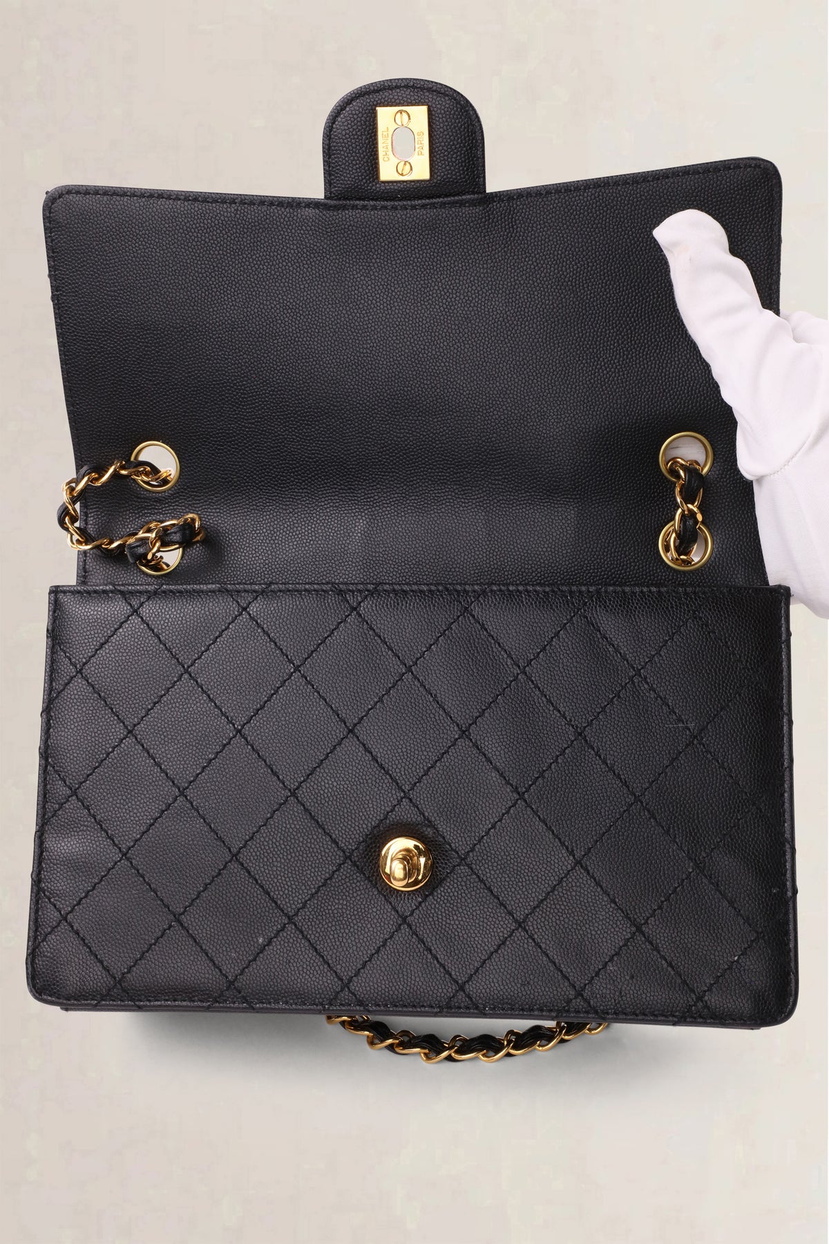 Chanel Black Caviar Quilted Classic Flap Medium Shoulder Bag