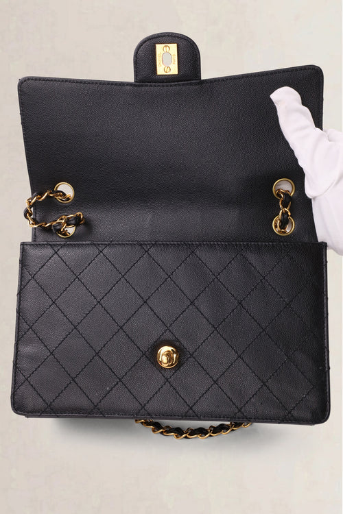 Chanel Black Caviar Quilted Classic Flap Medium Shoulder Bag