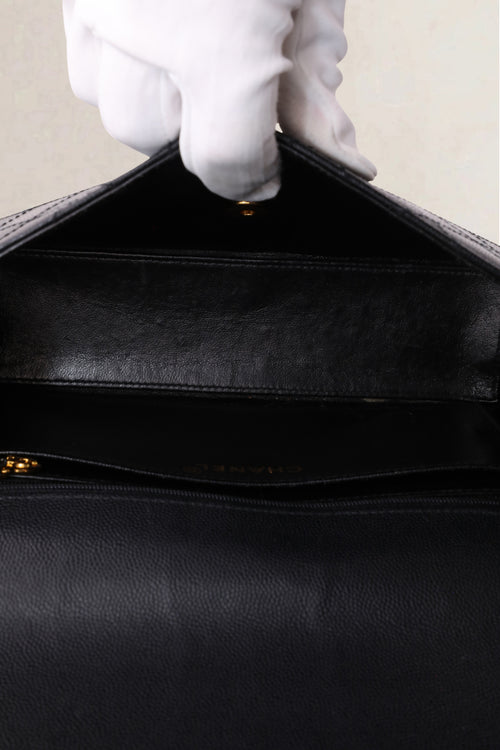Chanel Black Caviar Quilted Classic Flap Medium Shoulder Bag