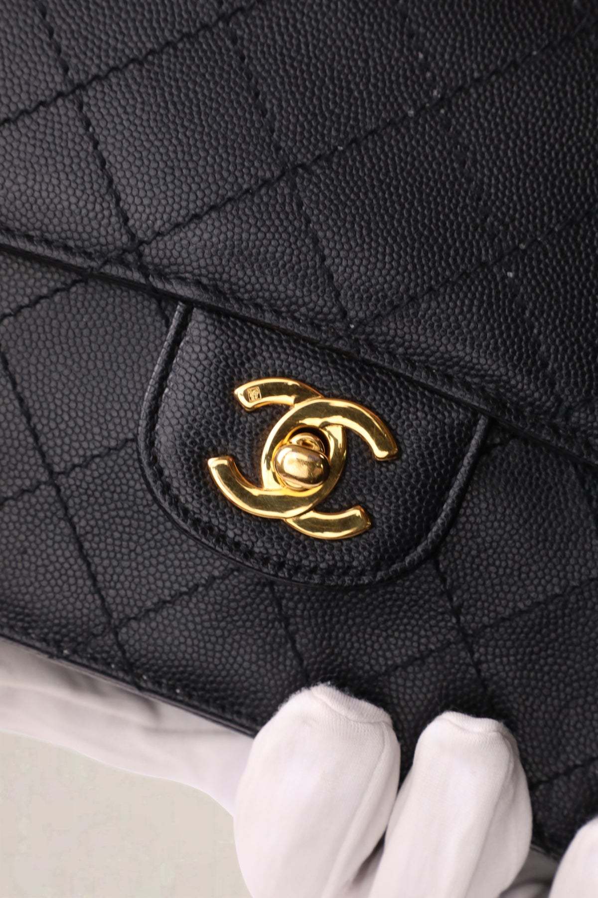 Chanel Black Caviar Quilted Classic Flap Medium Shoulder Bag