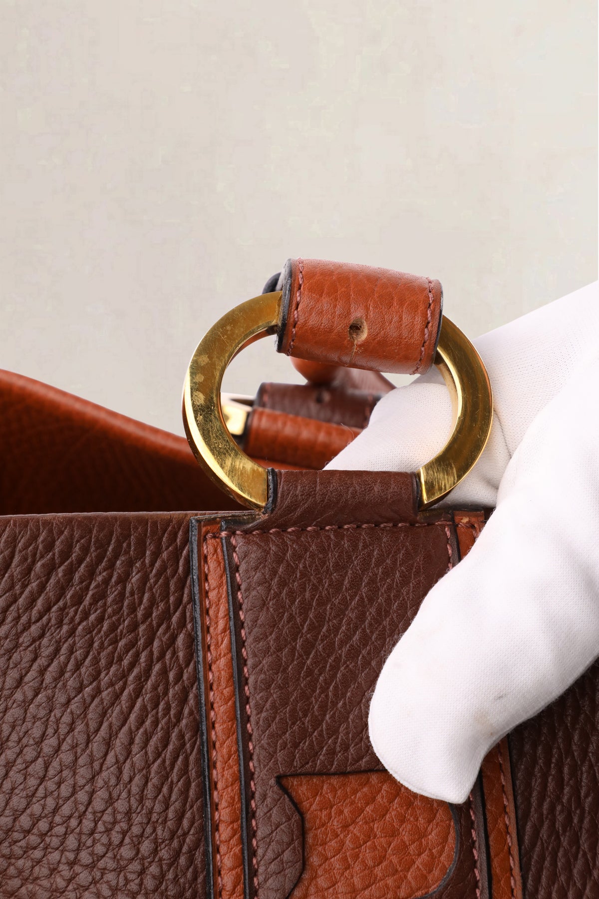 Delvaux Vintage Two-Tone Brown Jumping Calf Top Handle Bag
