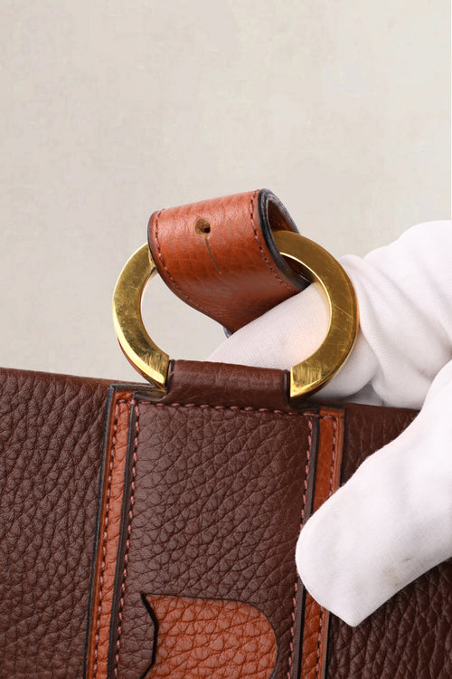Delvaux Vintage Two-Tone Brown Jumping Calf Top Handle Bag