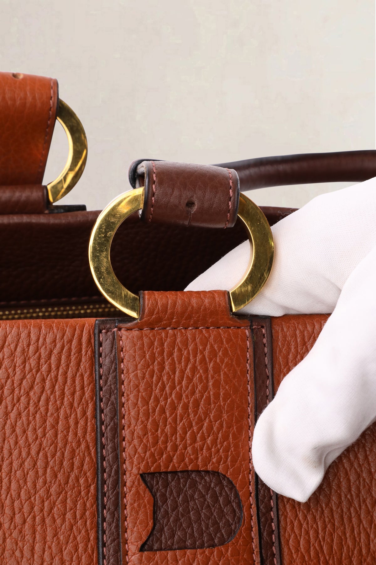 Delvaux Vintage Two-Tone Brown Jumping Calf Top Handle Bag