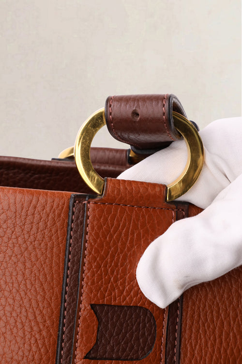 Delvaux Vintage Two-Tone Brown Jumping Calf Top Handle Bag