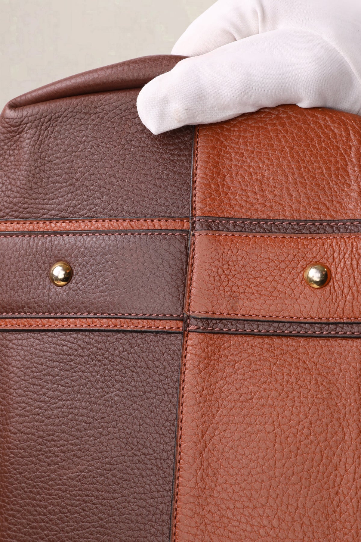 Delvaux Vintage Two-Tone Brown Jumping Calf Top Handle Bag