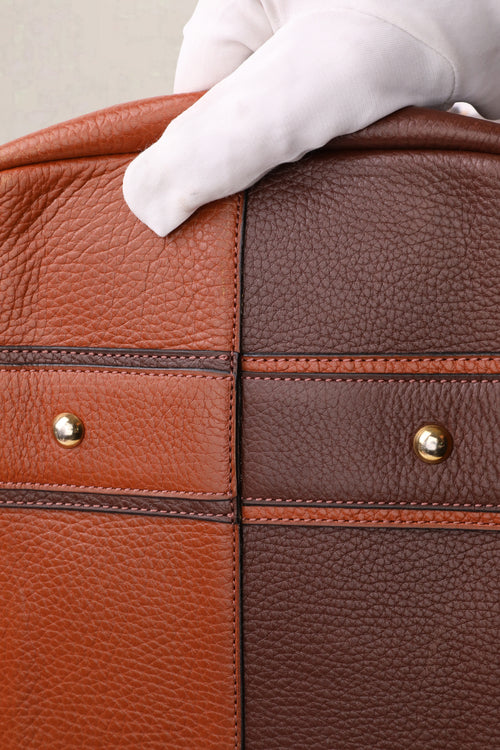 Delvaux Vintage Two-Tone Brown Jumping Calf Top Handle Bag