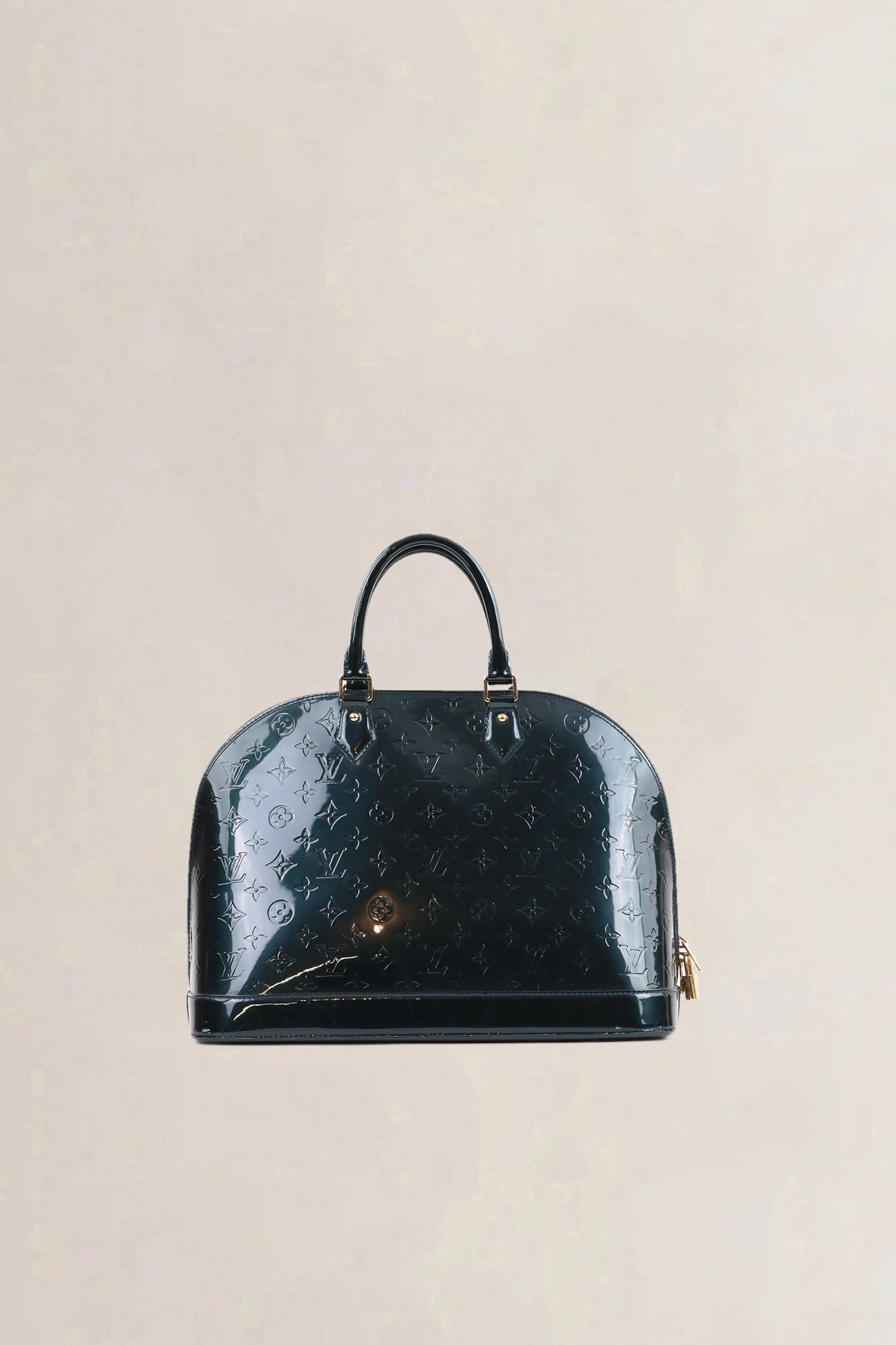 Louis Vuitton Petrol Blue Patent Leather Alma PM Top Handle Bag