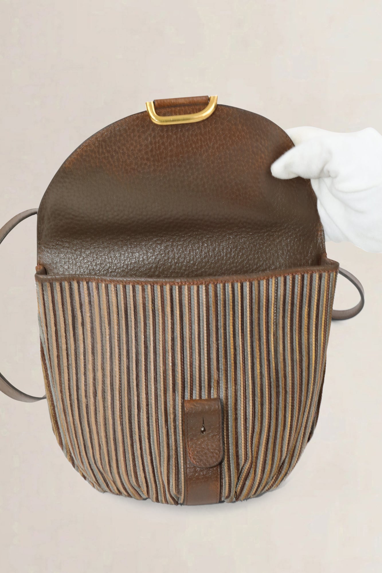 Delvaux Brown Toile De Cuir Listrac PM Crossbody Bag