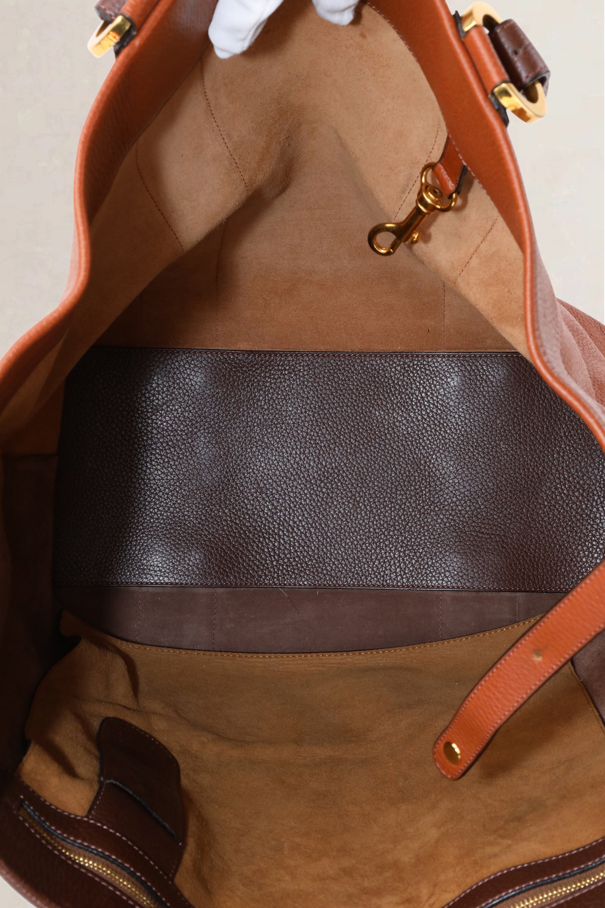Delvaux Vintage Two-Tone Brown Jumping Calf Top Handle Bag