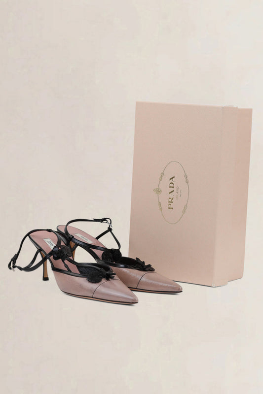 Prada Pink/Black Slingback Heels