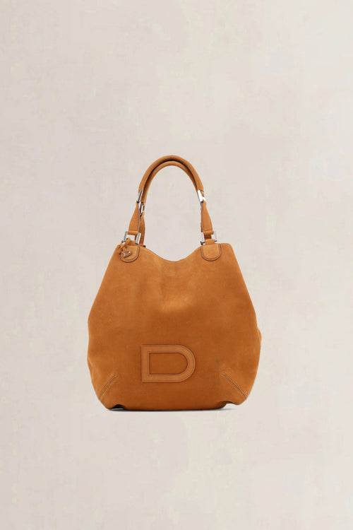 Delvaux Cognac Nubuck Louise Shoulder Bag