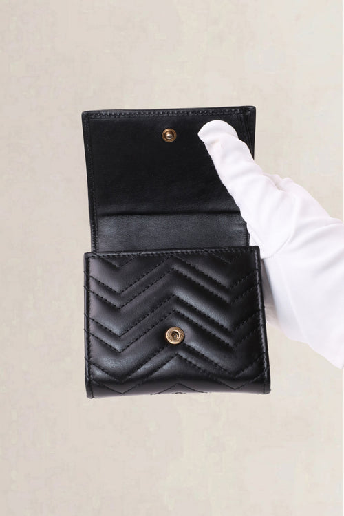 Gucci Black GG Marmont Matelassé Wallet