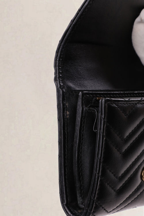 Gucci Black GG Marmont Matelassé Wallet