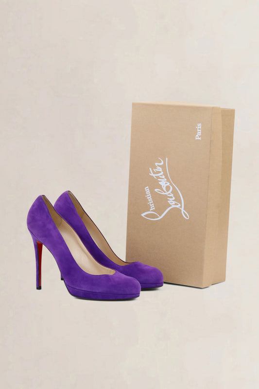 Christian Louboutin Filo 120 Purple Suède Platform Pumps