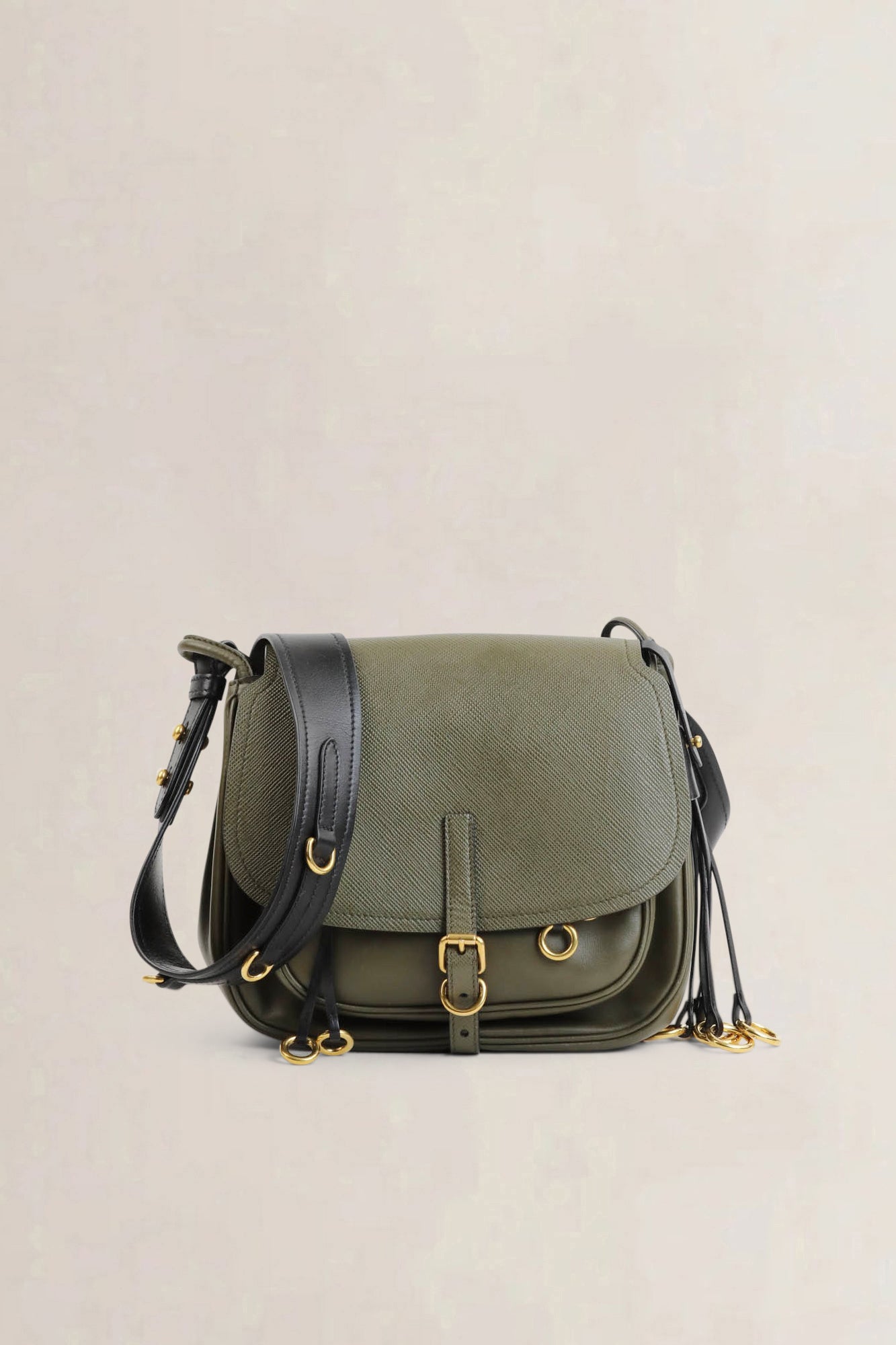 Prada Green Saffiano Corsaire Hunting Crossbody Bag