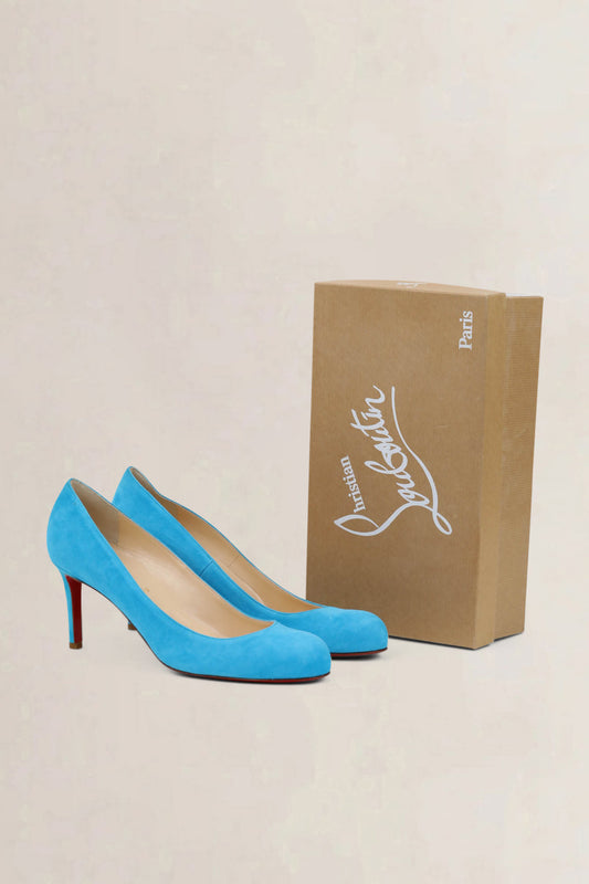 Christian Louboutin Filo 100 Turquoise Suède Platform Pumps