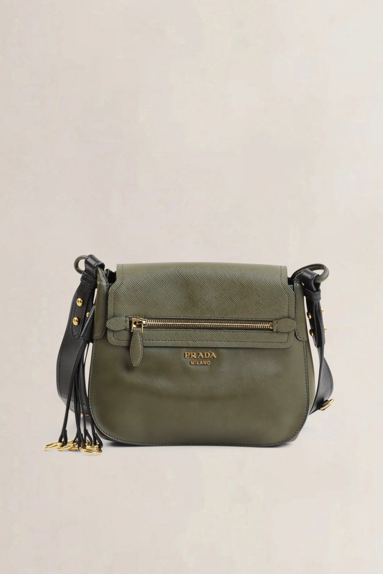 Prada Green Saffiano Corsaire Hunting Crossbody Bag