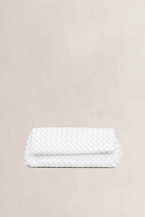 Bottega Veneta White Intrecciato Leather Clutch