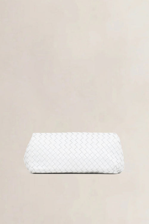 Bottega Veneta White Intrecciato Leather Clutch