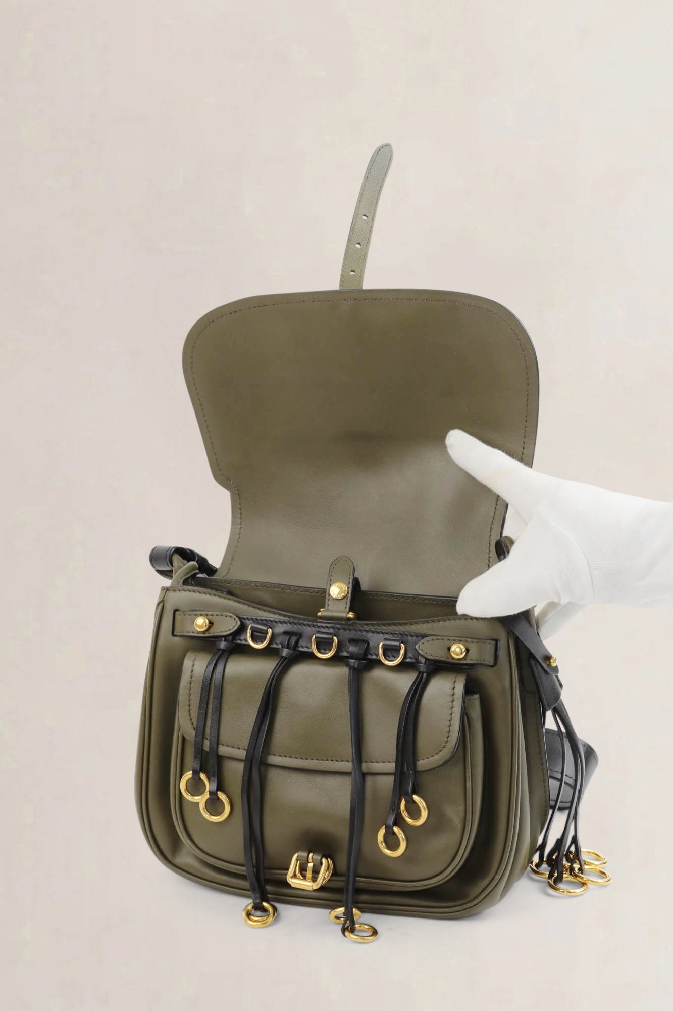 Prada Green Saffiano Corsaire Hunting Crossbody Bag