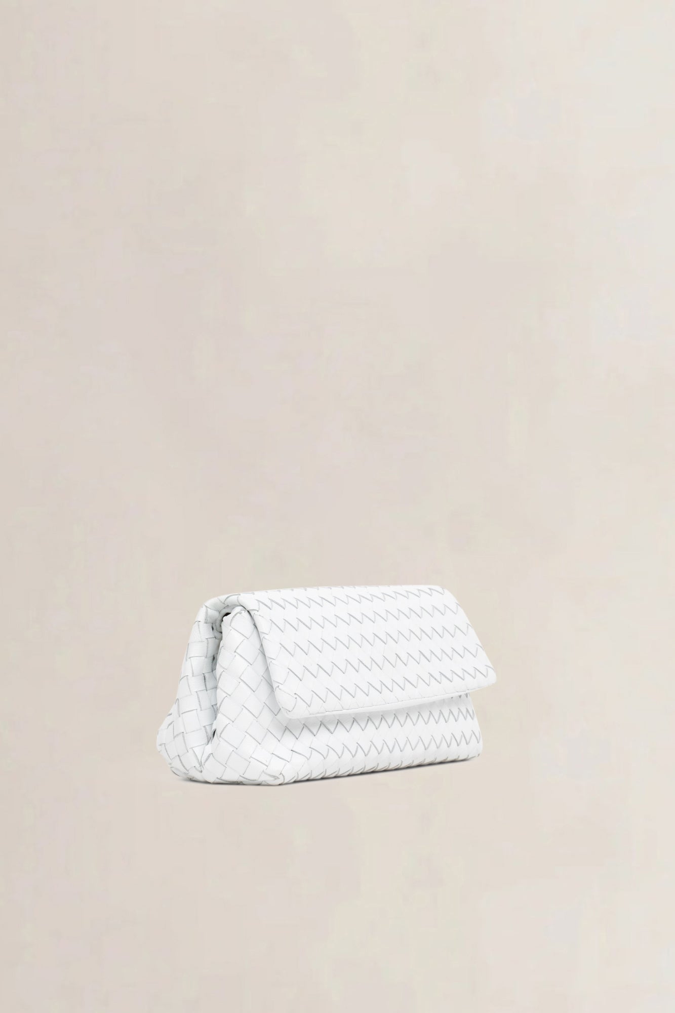 Bottega Veneta White Intrecciato Leather Clutch