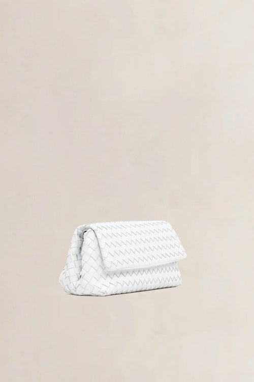 Bottega Veneta White Intrecciato Leather Clutch