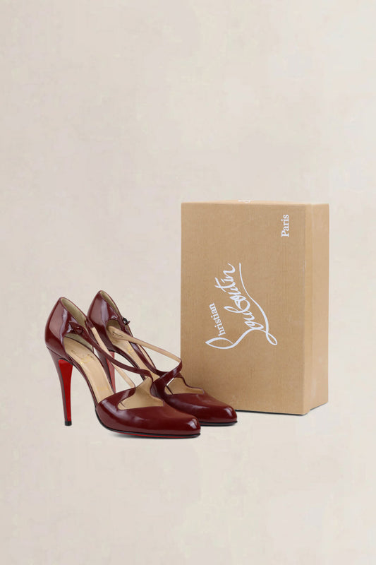Christian Louboutin Burgundy Patent D'Orsay Pumps