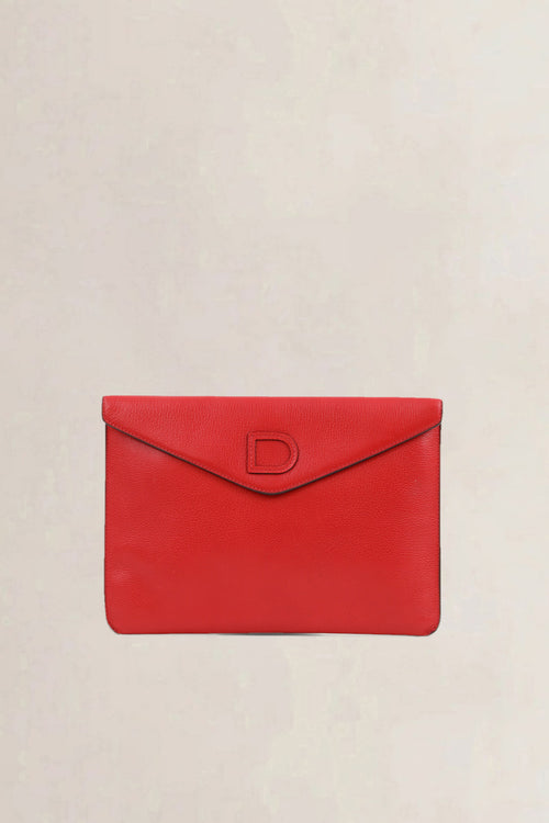 Delvaux Red Leather Clutch